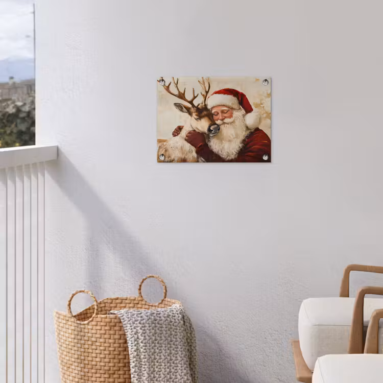 Kerstman - Rendier - Kerst - Christmas tuinposter los doek klein -sfeer8