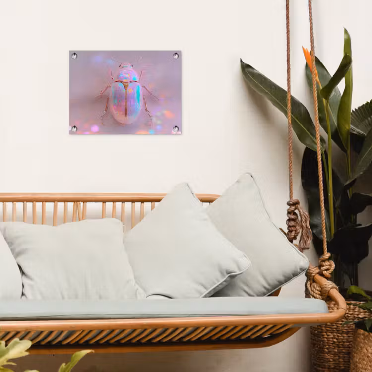 Kever - Metallic - Lichteffect - Roze tuinposter los doek klein -sfeer7
