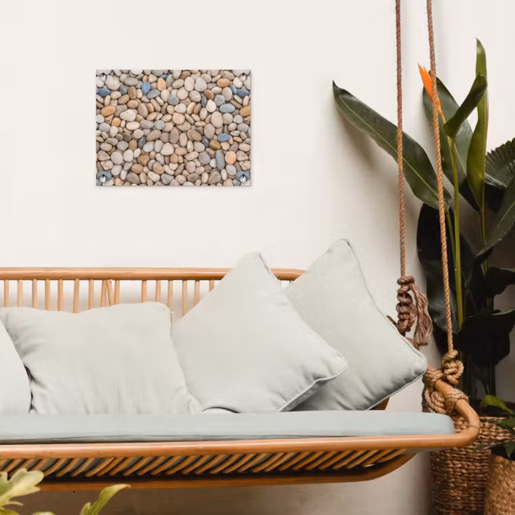 Kiezelstenen - Natuur - Textuur - Beige - Grijs tuinposter los doek klein -sfeer7