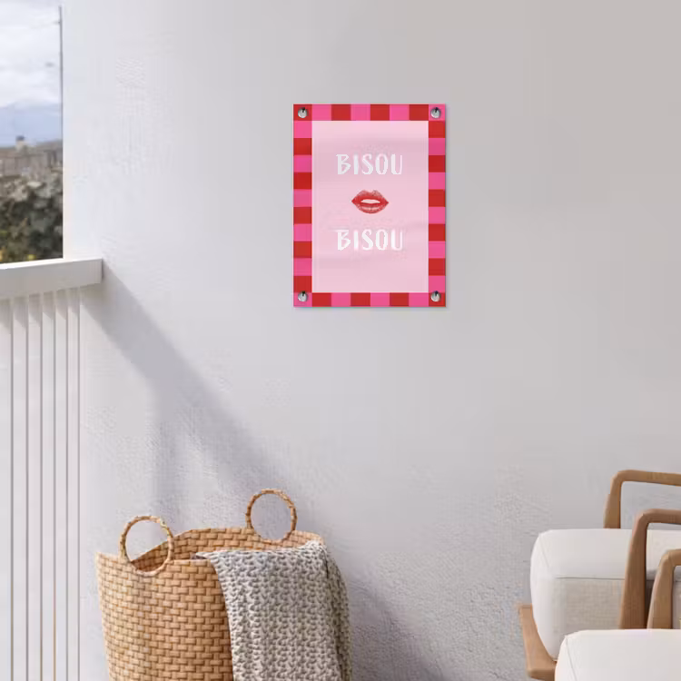 Kiss - Roze - Frans - Valentijn tuinposter los doek klein -sfeer8