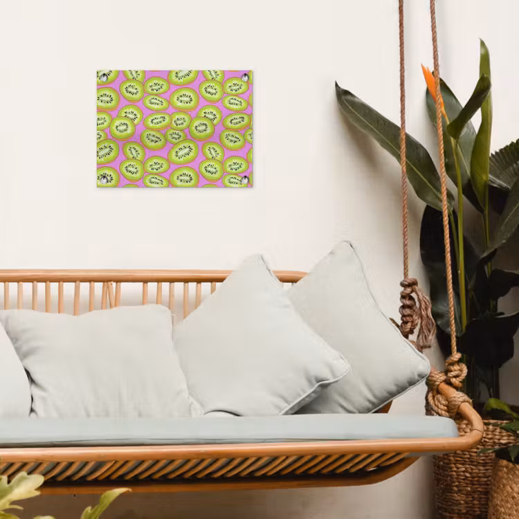 Kiwi - Speels - Groen tuinposter los doek klein 239 -sfeer7