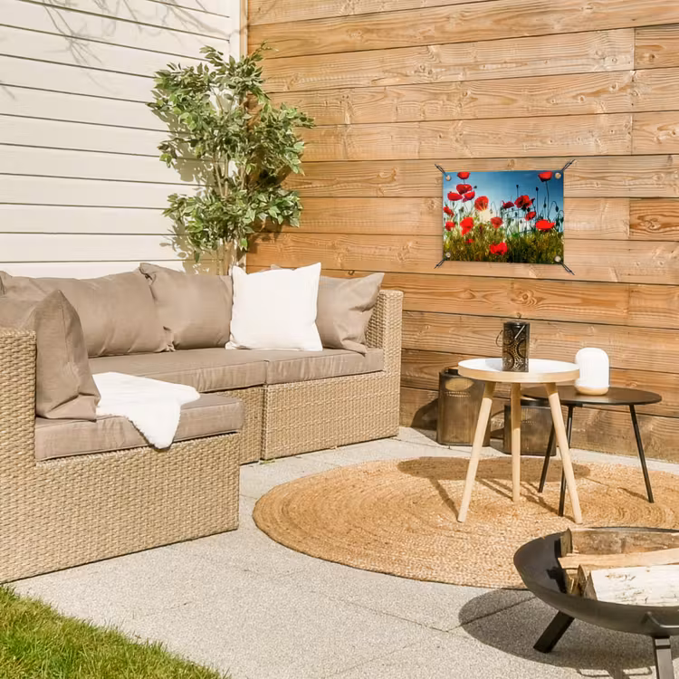 Klaprozen in ochtendlicht tuinposter los doek klein -sfeer4