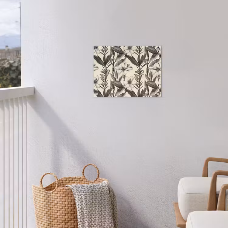 Klassiek - Botanisch - Zwart - Beige tuinposter los doek klein 239 -sfeer8