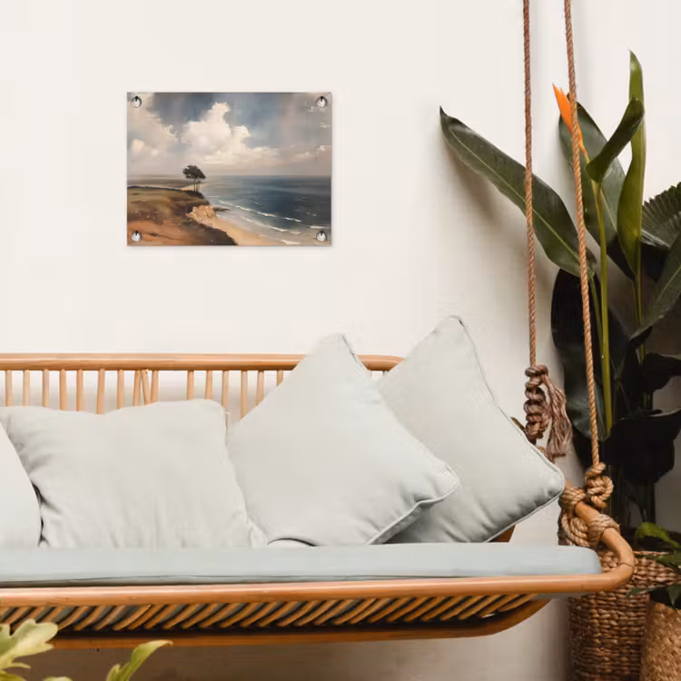 Klif - Zee - Boom tuinposter los doek klein -sfeer7