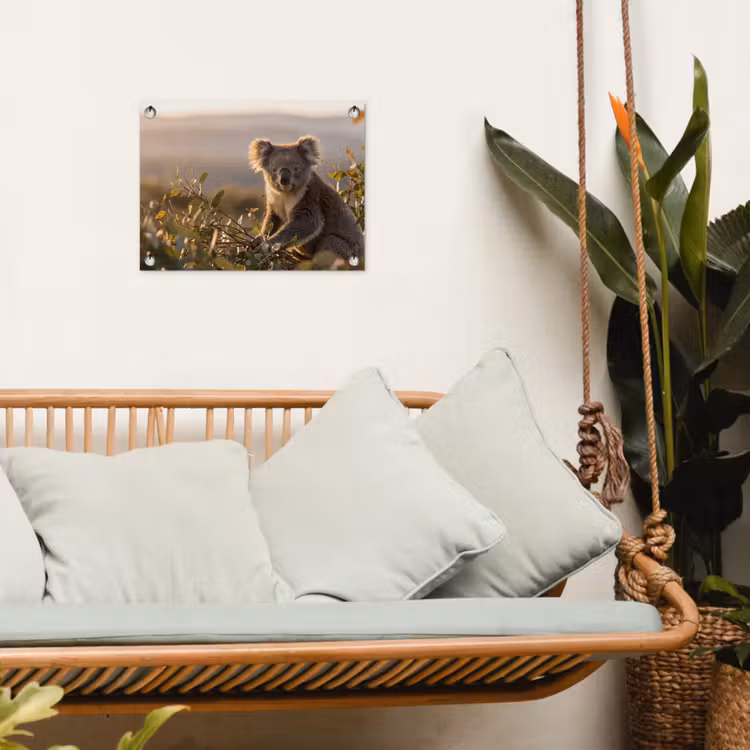 Koala - Bladeren - Ochtendlicht tuinposter los doek klein -sfeer7