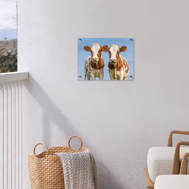Koeien - Lucht - Dieren - Boerderij - Portret tuinposter los doek klein -sfeer8