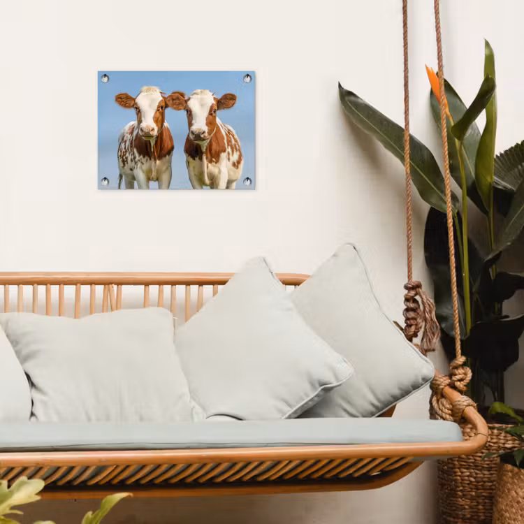 Koeien - Lucht - Dieren - Boerderij - Portret tuinposter los doek klein -sfeer7