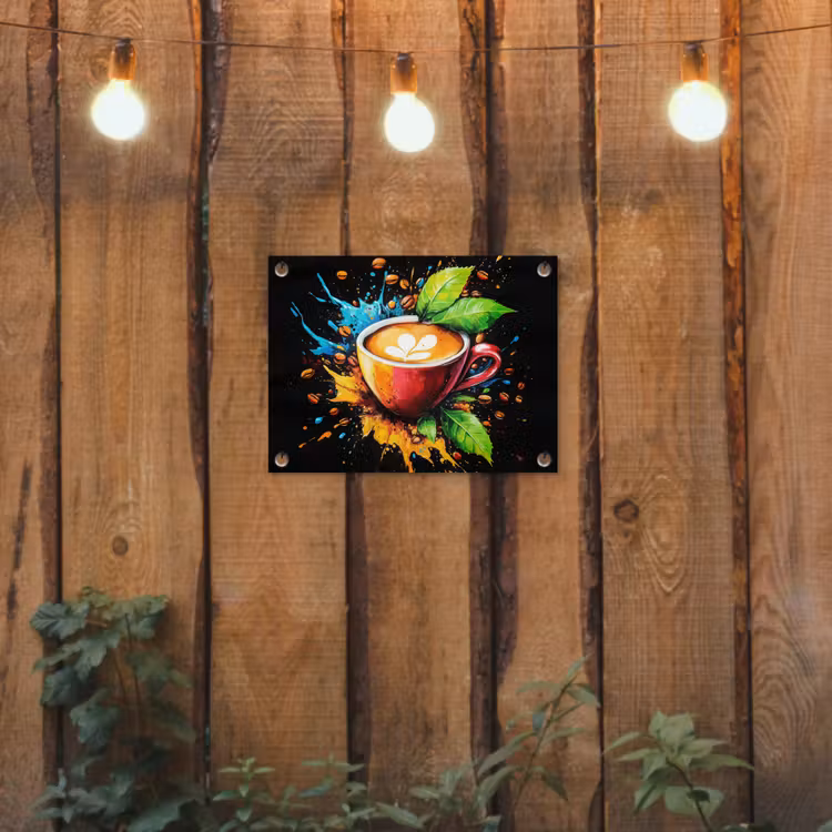 Koffie - Graffiti - Drinken - Abstract tuinposter los doek klein -sfeer1