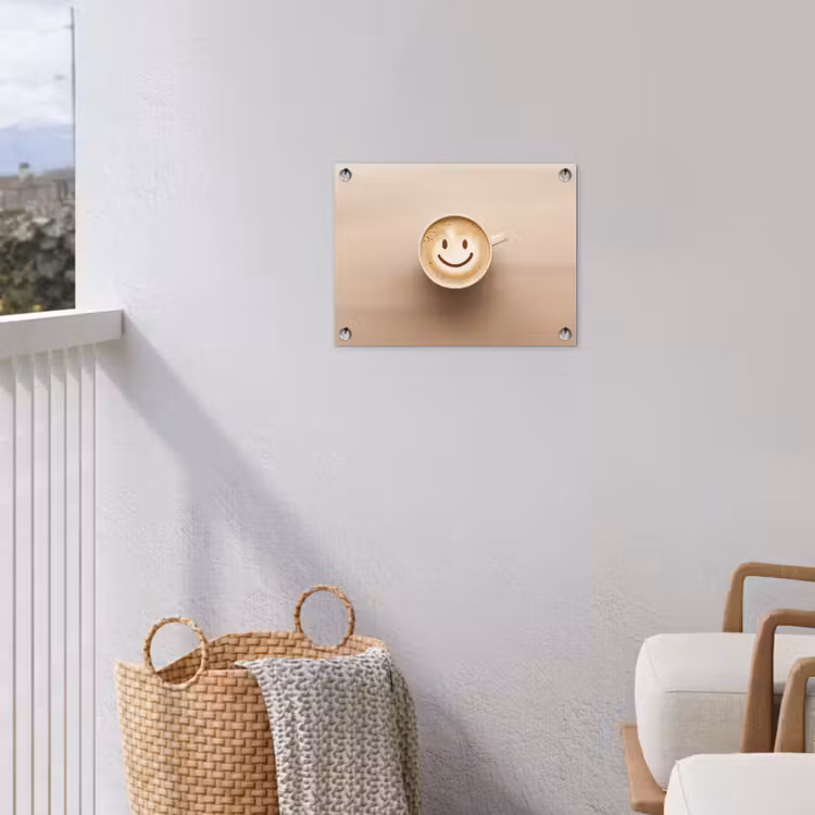 Koffie - Melkschuim - Lach - Beige tuinposter los doek klein -sfeer8