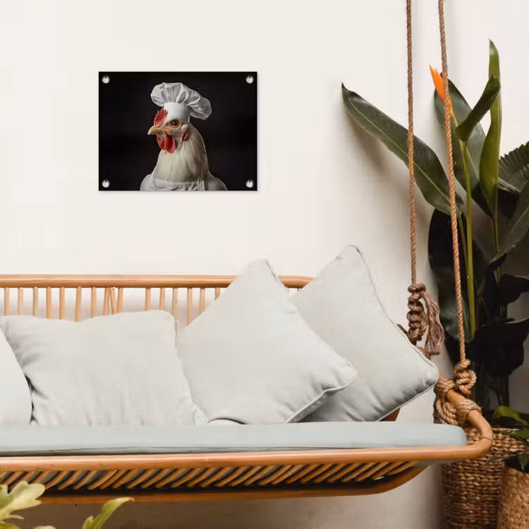 Kok - Rood - Kip tuinposter los doek klein -sfeer7