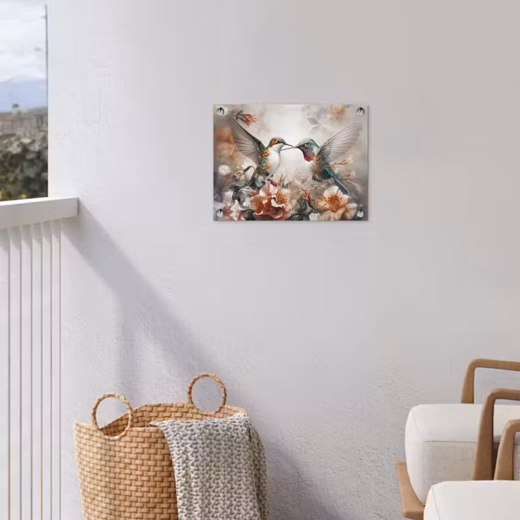 Kolibries en Bloemen tuinposter los doek klein -sfeer8