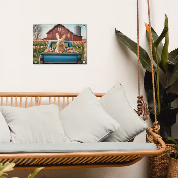 Konijn - Boerderij - Eieren tuinposter los doek klein -sfeer7