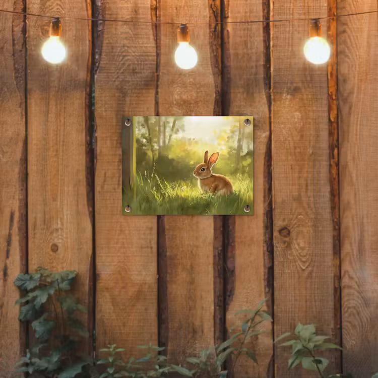 Konijn - Zonlicht - Bos tuinposter los doek klein -sfeer1