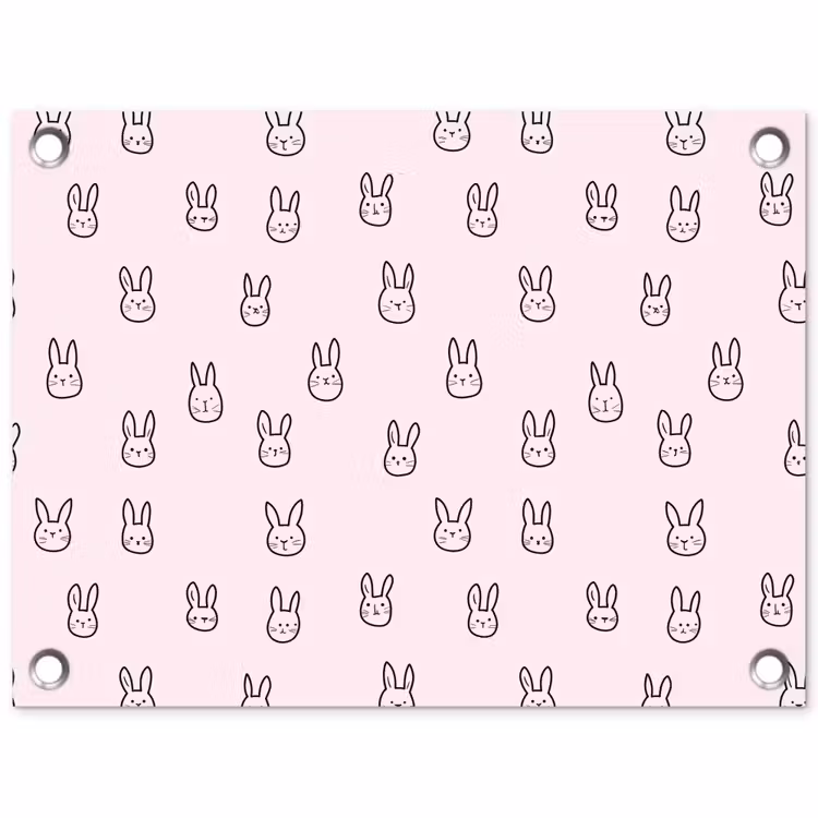 Konijnen - Minimalistisch - Roze tuinposter los doek klein 239 -3d