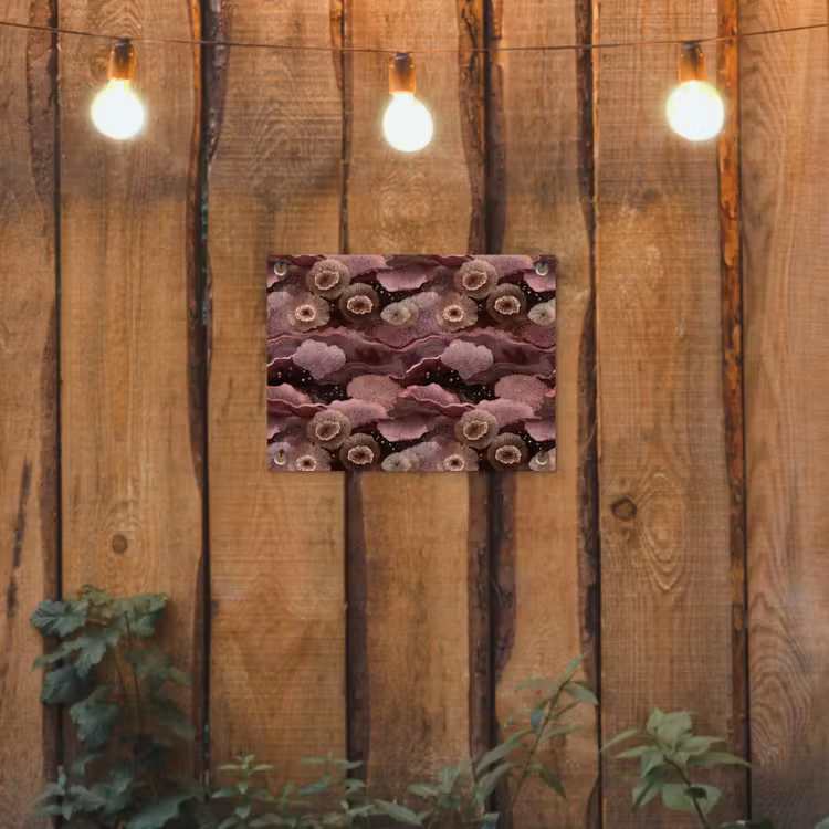 Koraal - Organisch - Roze tuinposter los doek klein 239 -sfeer1