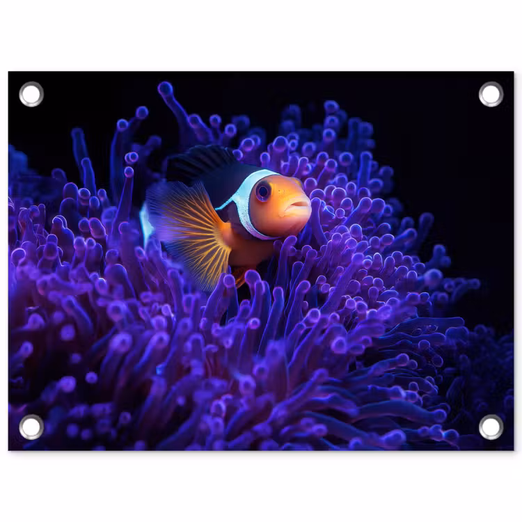Koraal - Vis - Oranje - Zee tuinposter los doek klein -3d