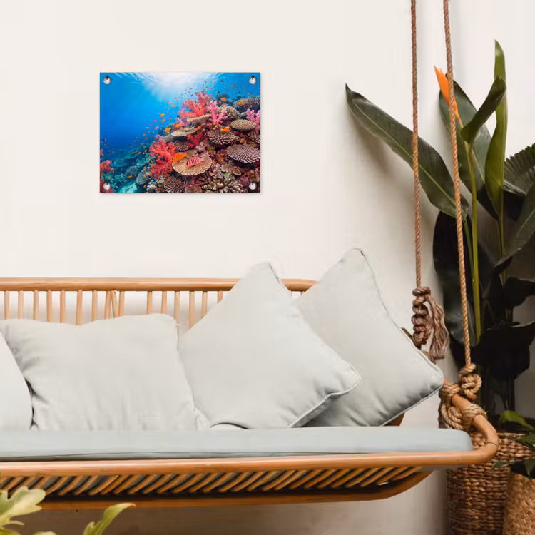 Koraalrif - Vissen - Onderwater - Tropisch - Rood tuinposter los doek klein -sfeer7