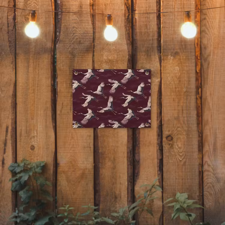 Kraanvogels - Klassiek - Bordeaux tuinposter los doek klein 239 -sfeer1