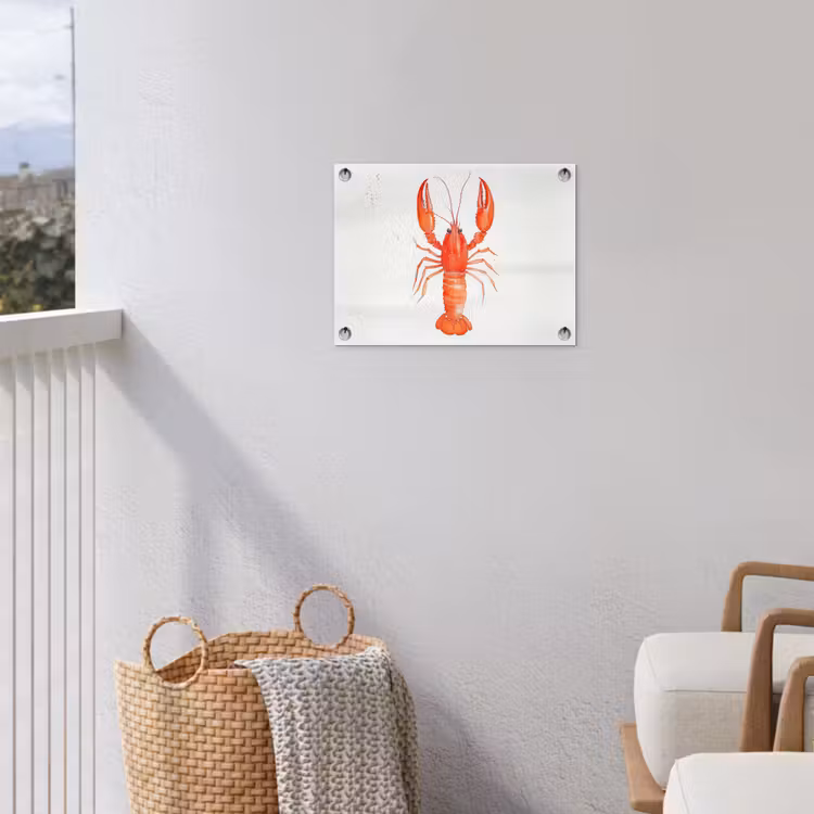 Kreeft - Waterverf - Aquarel - Oranje tuinposter los doek klein -sfeer8
