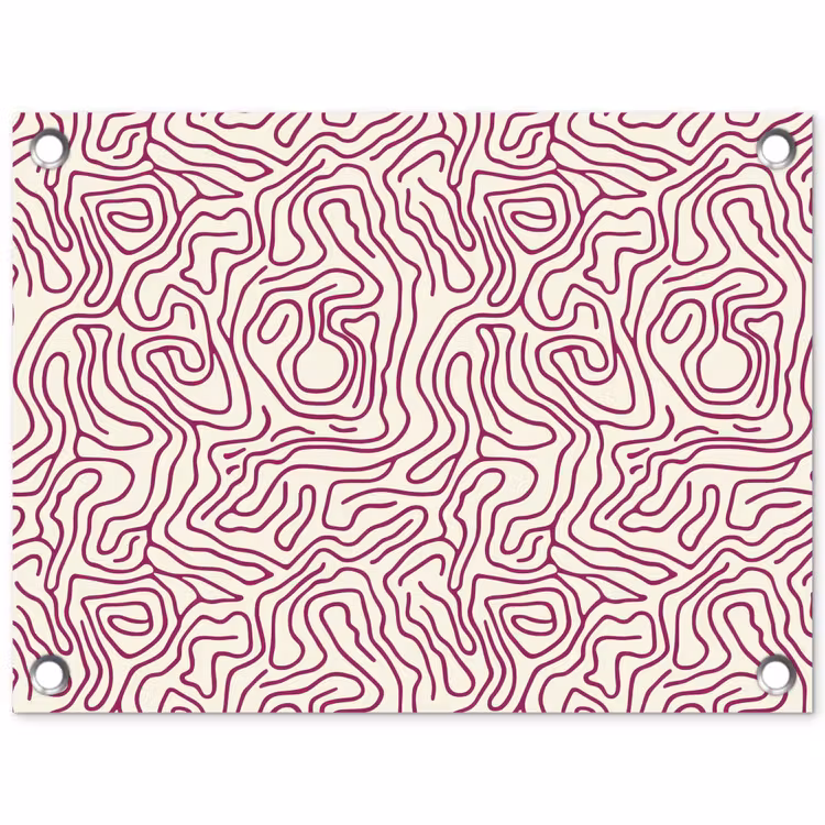 Kronkelende lijn - Magenta - Crème tuinposter los doek klein 239 -3d