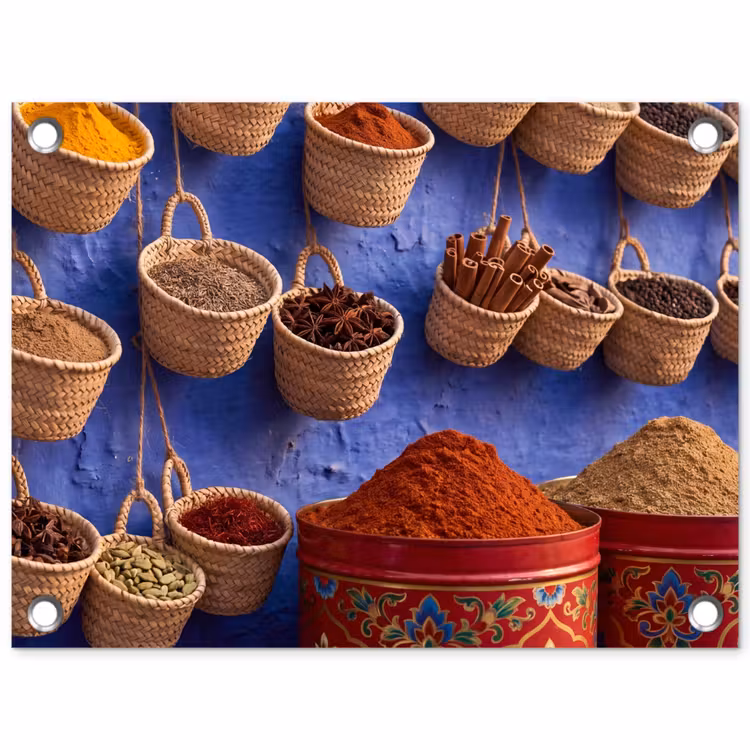 Tuinposter - Kruiden - Manden - Markt - Kruiden - Manden - Markt tuinposter los doek klein