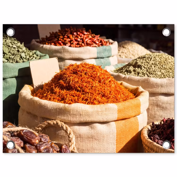 Tuinposter - Kruiden - Markt - Kleurrijk - Kruiden - Markt - Kleurrijk tuinposter los doek klein