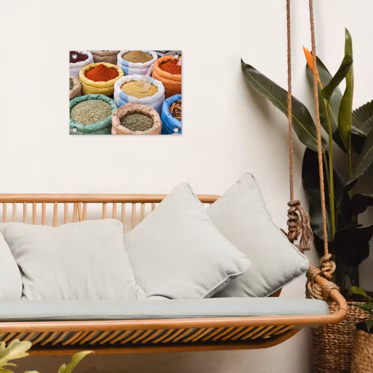 Tuinposter - Kruiden - Zakken - Markt - Kruiden - Zakken - Markt tuinposter los doek klein