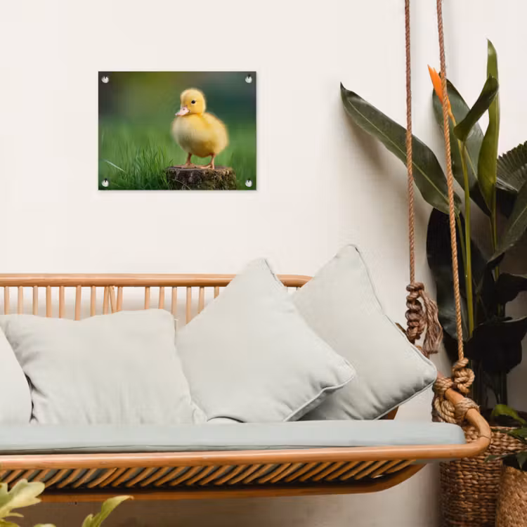 Kuiken - Eend - Geel - Gras tuinposter los doek klein -sfeer7