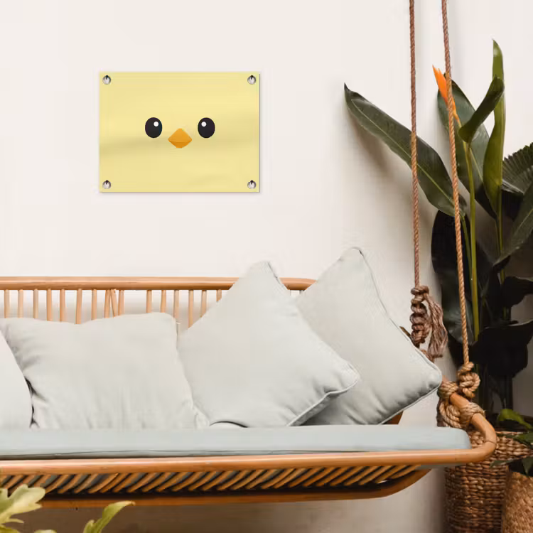 Kuiken - Vrolijk - Geel - Minimalistisch tuinposter los doek klein -sfeer7