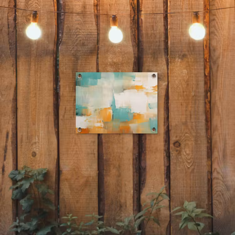 Kunst - Abstract - Blauw - Wit tuinposter los doek klein -sfeer1