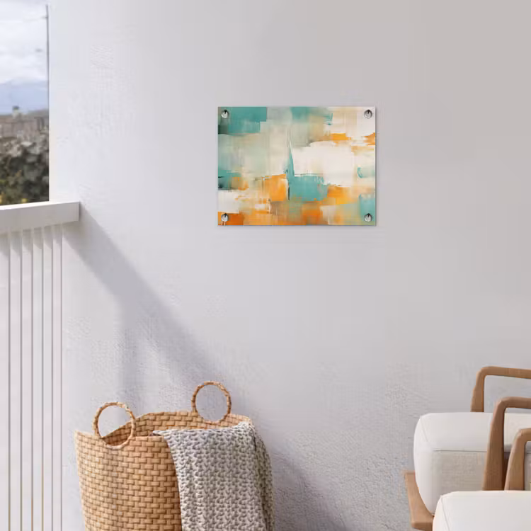 Kunst - Abstract - Blauw - Wit tuinposter los doek klein -sfeer8