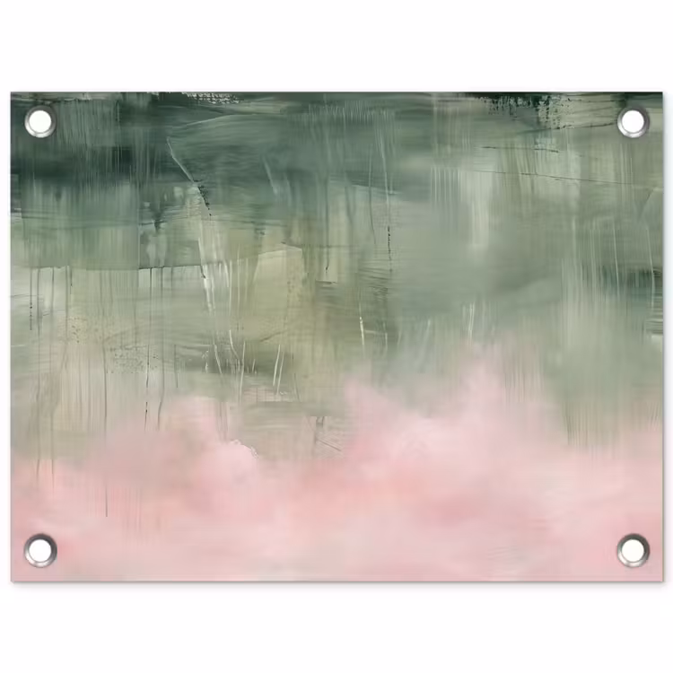 Kunst - Abstract - Modern - Groen - Roze tuinposter los doek klein -3d