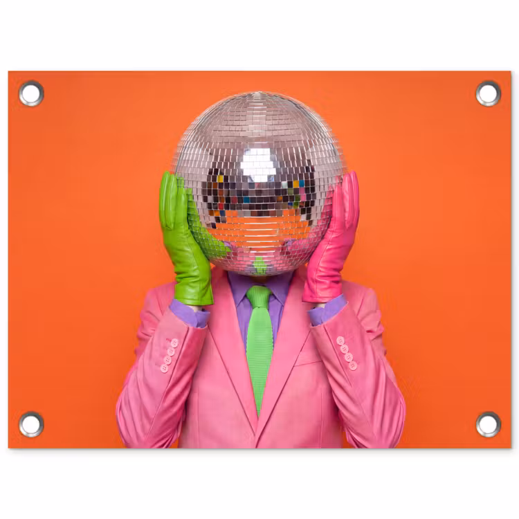 Kunst - Disco bal - Kleurrijk - Modern - Studio tuinposter los doek klein -3d
