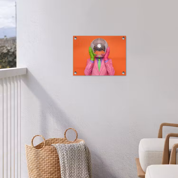 Kunst - Disco bal - Kleurrijk - Modern - Studio tuinposter los doek klein -sfeer8