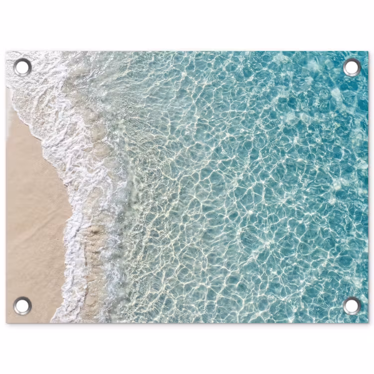 Kust - Zand - Blauw tuinposter los doek klein -3d