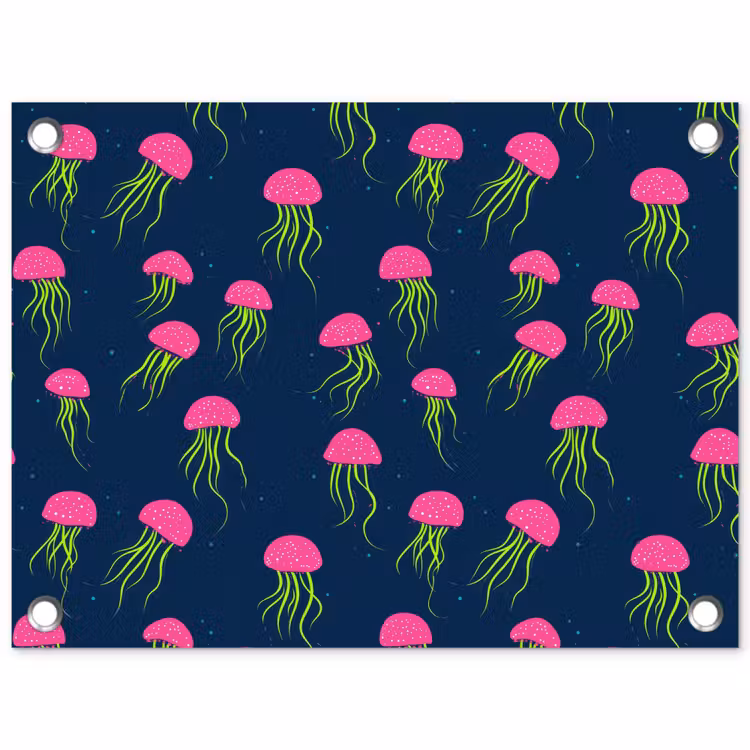 Kwallen - Diepzee - Neon tuinposter los doek klein 239 -3d