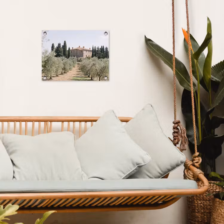 Tuinposter - Landhuis - olijfboom - gaard - Landhuis - olijfboom - gaard tuinposter los doek klein