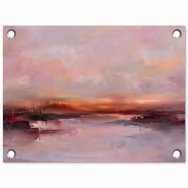 Landschap - Zonsondergang - Abstract - Modern - Roze tuinposter los doek klein -3d
