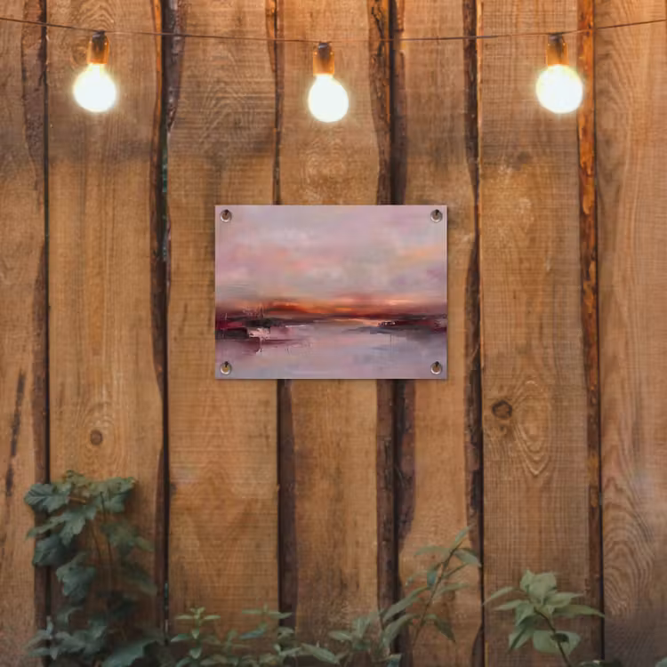 Landschap - Zonsondergang - Abstract - Modern - Roze tuinposter los doek klein -sfeer1
