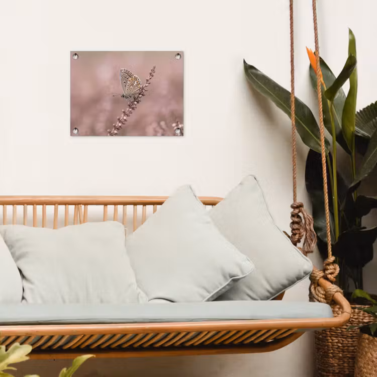 Lavendel - Vlinder - Paars tuinposter los doek klein -sfeer7