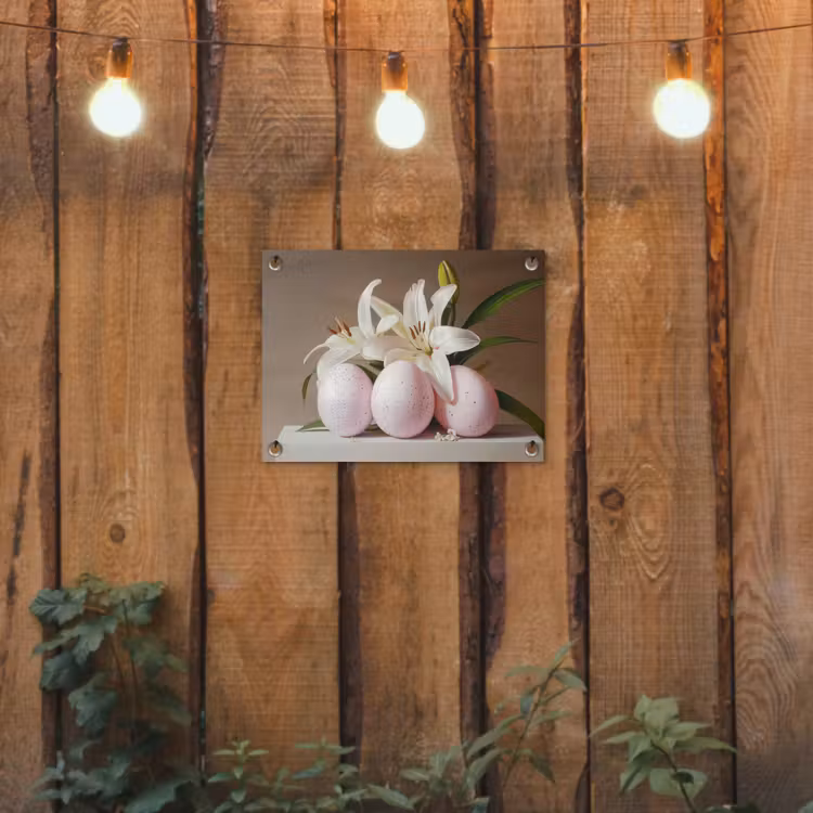 Lelies - Eieren - Pasen tuinposter los doek klein -sfeer1