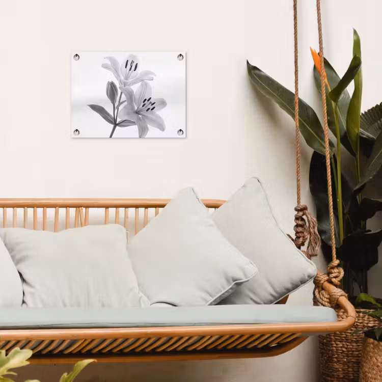 Lelies - Elegant - Zwart - Wit tuinposter los doek klein -sfeer7