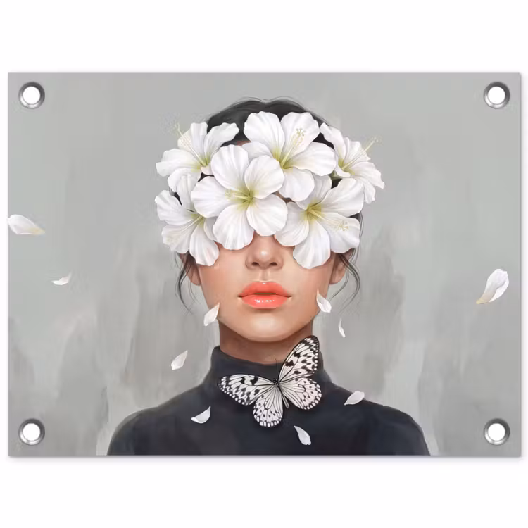 Lelies - Portret - Wit tuinposter los doek klein -3d