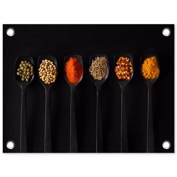 Lepels - Specerijen - Zwart - Kruiden - Rustiek tuinposter los doek klein -3d