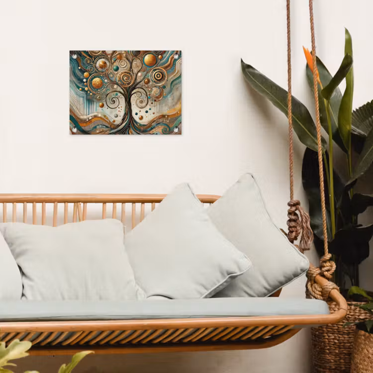 Levensboom - Boom - Abstract - Modern tuinposter los doek klein -sfeer7