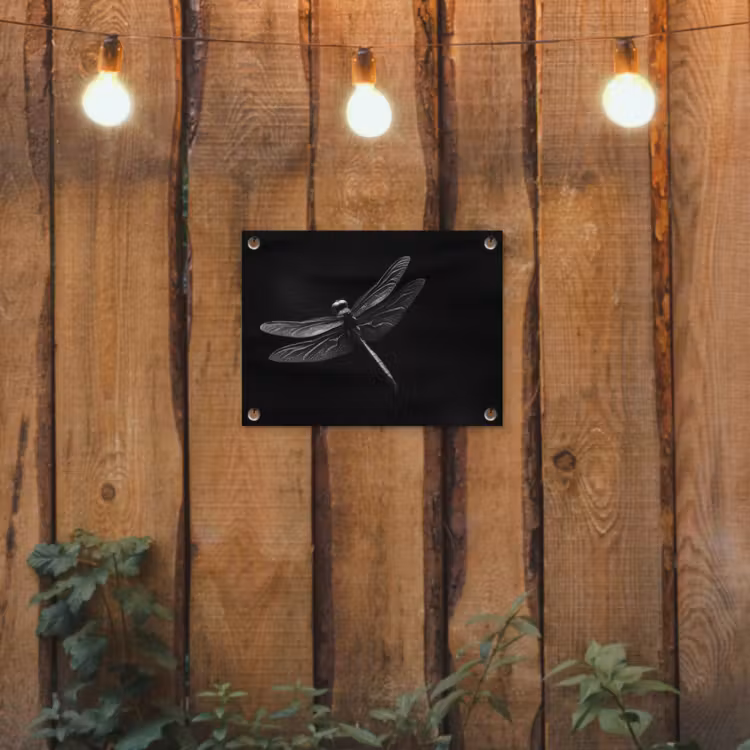 Libelle - Dieren - Zwart - Insect tuinposter los doek klein -sfeer1