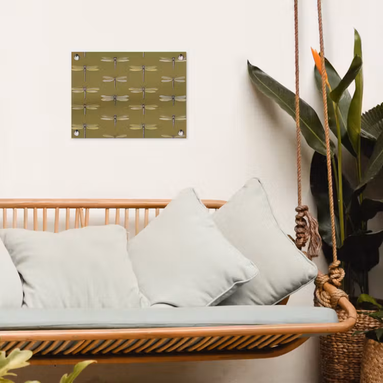 Libellen - Patroon - Groen tuinposter los doek klein 239 -sfeer7
