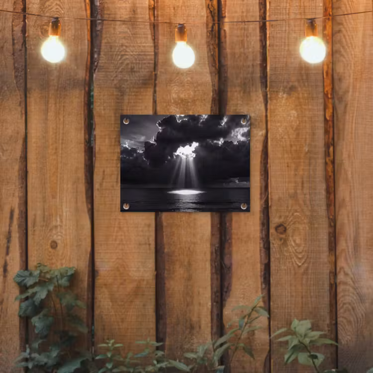 Licht - Wolken - Zee - Zwart-wit - Natuur tuinposter los doek klein -sfeer1