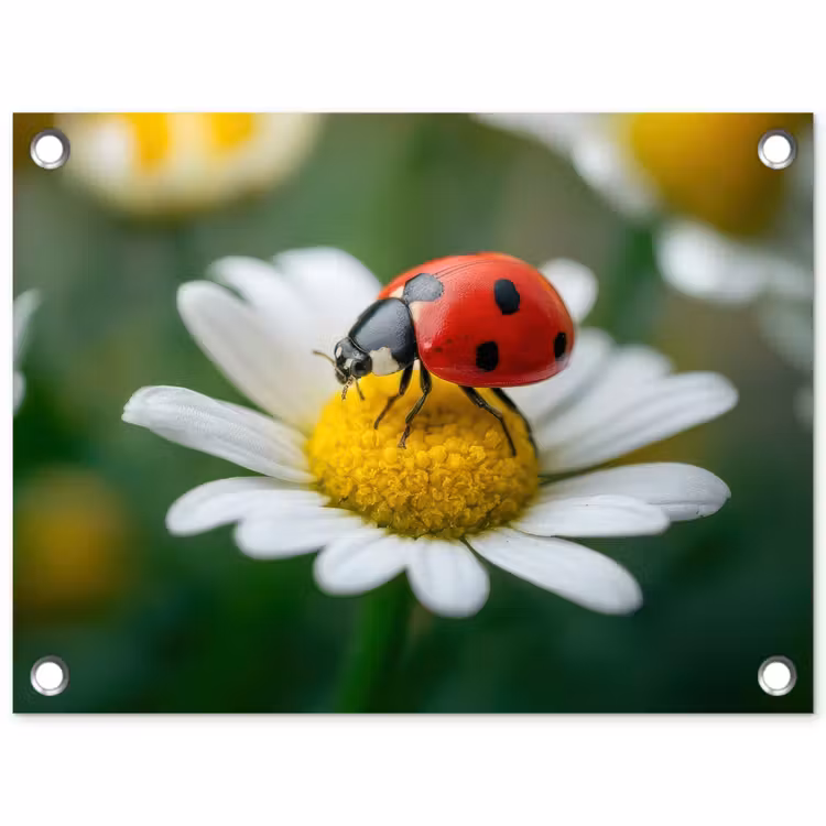 Lieveheersbeestje - Rood - Margriet tuinposter los doek klein -3d