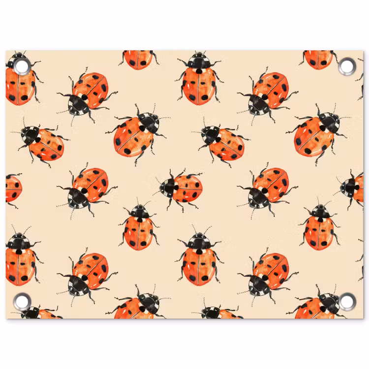 Lieveheersbeestjes - Patroon - Rood tuinposter los doek klein 239 -3d